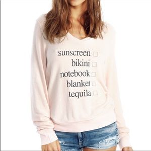 Wildfox Weekend Trip V-Neck Baggy Beach Jumper